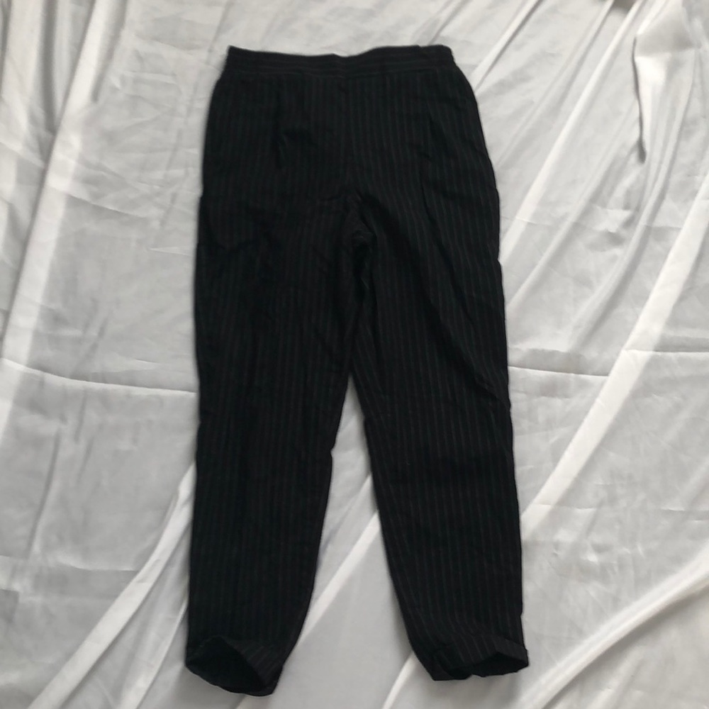 black slacks with white stripes